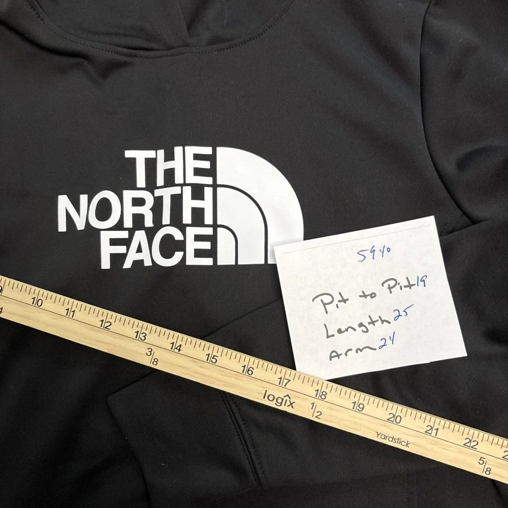 The North Face Hoodie Mens Large Black Pullover Fleece Sweatshirt Big Logo